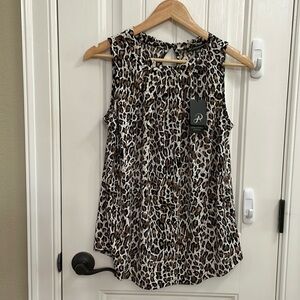 ADRIANNA PAPELL sleeveless animal print top.  S